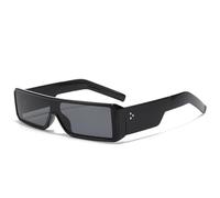 ETETGVG Occhiali da sole retrò monoblocco alla moda, montature piccole, da uomo e da donna, rettangolari, vintage, steampunk (nero grigio)