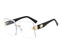 ETETGVG Occhiali da sole senza montatura oversize eleganti sfumati multicolor occhiali alla moda da donna vintage, neri, trasparenti