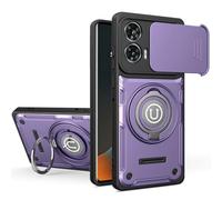 ETGOKJM for Motorola Moto G85/G96 Case, Shockproof Phone Cover with Built-in Kickstand & Slide Camera Protector, Heavy Duty Drop Resistant Full Body Protective(Mor)