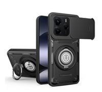 ETGOKJM for Xiaomi Redmi Note 14 4G Case, Shockproof Phone Cover with Built-in Kickstand & Slide Camera Protector, Heavy Duty Drop Resistant Full Body Protective(Siyah)