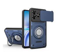 ETGOKJM for ZTE Blade A36 4G/5G Case, Shockproof Phone Cover with Built-in Kickstand & Slide Camera Protector, Heavy Duty Drop Resistant Full Body Protective(Mavi)