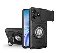 ETGOKJM for ZTE Blade A36 4G/5G Case, Shockproof Phone Cover with Built-in Kickstand & Slide Camera Protector, Heavy Duty Drop Resistant Full Body Protective(Siyah)