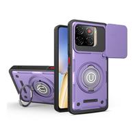 ETGOKJM for ZTE Blade A56 4G Case, Shockproof Phone Cover with Built-in Kickstand & Slide Camera Protector, Heavy Duty Drop Resistant Full Body Protective(Mor)