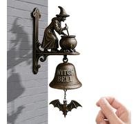ETHATYR Campanello Vintage Strega Halloween in Ghisa Gotica con Scopa e Pipistrello, Decorazione Esterna per Porta d’Ingresso, Portico(Witch 1)