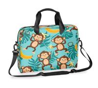 Ethebre Animal Monkey Banana Pattern Borsa per computer portatile da 16 pollici con tracolla, borsa messenger da lavoro, da viaggio, con tasche multiple, per uomini e donne