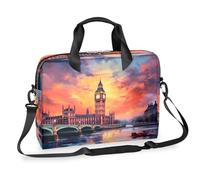 Ethebre Big Ben Sunset River, borsa per computer portatile da 40,6 cm, con tracolla, borsa messenger da lavoro, da viaggio, con tasche multiple, per uomini e donne