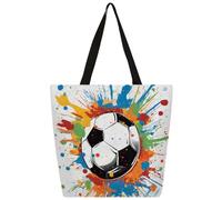 Ethebre Borsa a tracolla da donna in tela con schizzi colorati, riutilizzabile, con tasca interna con cerniera, graziosa stampa casual, per lavoro, viaggi, shopping, spesa, idea regalo