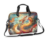 Ethebre Borsa a tracolla per computer portatile da 16 pollici con drago cinese, nuvole colorate, borsa a tracolla per lavoro, viaggi, lavoro, laptop, con tasche multiple, per uomini e donne