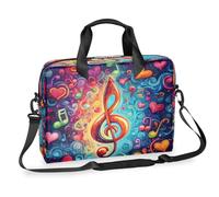 Ethebre Borsa a tracolla per computer portatile da 16 pollici con note musicali colorate a forma di cuore, borsa messenger da viaggio, borsa per laptop da lavoro con tasche multiple, per uomini e