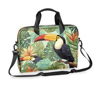 Ethebre Borsa a tracolla per computer portatile da 40,6 cm, con motivo tropicale e foglia di palma tucano, borsa messenger da lavoro, da viaggio, con tasche multiple, per uomini e donne