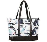 Ethebre Borsa per computer da donna, in tela con simpatici pinguini ad acquerello, borsa tote per laptop da 15,6 pollici con manico in pelle, grande capacità, borsa da lavoro a tracolla per ufficio