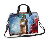 Ethebre Borsa per computer portatile Big Ben con pittura a olio da 16 pollici, con tracolla, borsa messenger da lavoro, da viaggio, con tasche multiple, per uomini e donne