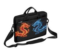 Ethebre Borsa per computer portatile con drago di fuoco rosso e blu da 15 pollici borsa per computer con tracolla sottile valigetta da lavoro per donne uomini borsa a tracolla borsa a tracolla borsa