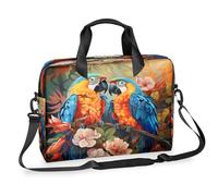 Ethebre Borsa per computer portatile con fiori tropicali colorati ara da 16 pollici, con tracolla, borsa messenger da lavoro, da viaggio, con tasche multiple, per uomini e donne