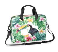 Ethebre Borsa per computer portatile con foglie tropicali e fiori tucano da 40,6 cm, con tracolla, borsa messenger da lavoro, da viaggio, con tasche multiple, per uomini e donne
