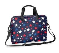 Ethebre Borsa per computer portatile con stampa a stelle rosse bianche e blu da 16 pollici, con tracolla, borsa messenger da lavoro, da viaggio, con tasche multiple, per uomini e donne