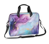Ethebre Borsa per computer portatile con stampa di liquido effetto marmo viola da 16 pollici, con tracolla, borsa messenger da lavoro, da viaggio, con tasche multiple, per uomini e donne