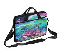 Ethebre Borsa per computer portatile con tartaruga marina al neon da 15 pollici borsa per computer con tracolla sottile valigetta da lavoro per donne uomini borsa messenger borsa per laptop per lavoro
