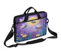 Ethebre Borsa per computer portatile da 15 pollici con api e fiori e luna, borsa per computer con tracolla sottile borsa da lavoro per donne uomini borsa a tracolla borsa per laptop per lavoro ufficio