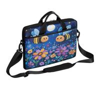 Ethebre Borsa per computer portatile da 15 pollici con motivo api e campi di fiori, borsa per computer con tracolla sottile borsa da lavoro per donne uomini borsa a tracolla borsa per laptop per