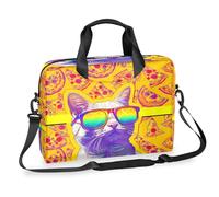 Ethebre Borsa per computer portatile da 16 pollici con motivo pizza, con tracolla, borsa messenger da lavoro, da viaggio, con tasche multiple, per uomini e donne