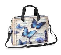 Ethebre Borsa per computer portatile da 16 pollici con motivo vintage con farfalle e spartiti, con tracolla, borsa messenger da lavoro, da viaggio, con tasche multiple, per uomini e donne