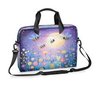 Ethebre Borsa per computer portatile da 40,6 cm, con motivo api e fiori colorati, con tracolla, borsa messenger da lavoro, da viaggio, con tasche multiple, per uomini e donne