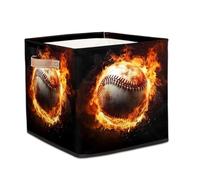 Ethebre Contenitore a cubo in stile shabby brucia baseball, pieghevole in tessuto con manici, organizer pieghevole per vestiti, giocattoli, lavanderia, cameretta dei bambini, organizzazione domestica