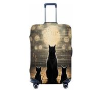 Ethebre Copertura elastica per bagagli con gatto con note musicali, copertura protettiva antipolvere antigraffio per bagagli elasticizzata per viaggi di lavoro, Vintage Musica Nota Gatto, L for 25-28
