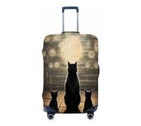 Ethebre Copertura elastica per bagagli con gatto con note musicali, copertura protettiva antipolvere antigraffio per bagagli elasticizzata per viaggi di lavoro, Vintage Musica Nota Gatto, M for 22-24