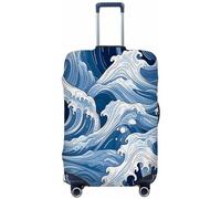 Ethebre Copertura elastica per bagagli con onde dell'oceano giapponese, copertura protettiva antipolvere antigraffio per bagagli elasticizzata per viaggi di lavoro, Onda dell'oceano, XL for 29-32 In