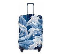 Ethebre Copertura elastica per bagagli con onde dell'oceano giapponese, copertura protettiva antipolvere antigraffio per bagagli elasticizzata per viaggi di lavoro, Onda dell'oceano, M for 22-24 In