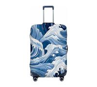 Ethebre Copertura elastica per bagagli con onde dell'oceano giapponese, copertura protettiva antipolvere antigraffio per bagagli elasticizzata per viaggi di lavoro, Onda dell'oceano, S for 18-21 In