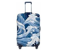 Ethebre Copertura elastica per bagagli con onde dell'oceano giapponese, copertura protettiva antipolvere antigraffio per bagagli elasticizzata per viaggi di lavoro, Onda dell'oceano, L for 25-28 In