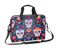 Ethebre Day of the Dead Sugar Skull - Borsa per computer portatile da 40,6 cm, con tracolla, borsa messenger da lavoro, da viaggio, con tasche multiple, per uomini e donne