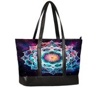 Ethebre Galaxy Space Boho Mandala Borsa per computer da donna, in tela, per computer portatile da 15,6 pollici, con manico in pelle, grande capacità, borsa da lavoro a tracolla, per ufficio, lavoro