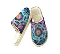 Ethebre Galaxy Space Boho Mandala House Pantofole per donne e uomini, accoglienti e calde, in peluche, scarpe da casa con punta chiusa in memory foam, pantofole invernali per camera da letto, con