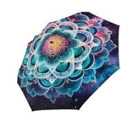 Ethebre Galaxy Space Boho Mandala ombrello pieghevole da viaggio compatto antivento impermeabile con protezione UV rivestimento nero leggero 8 coste portatile per pioggia sole