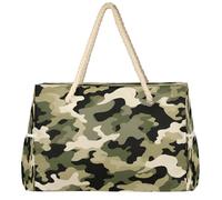 Ethebre Grande borsa da spiaggia da donna, con motivo mimetico, impermeabile, a prova di sabbia, con cerniera, tasche multiple, da viaggio, piscina, per vacanze, palestra, shopping, 52 x 18,5 x 38 cm