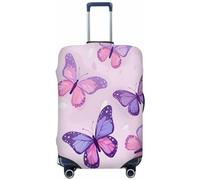 Ethebre Graziose coperture elastiche per bagagli con farfalle viola in stile cartone animato, copertura protettiva per valigie, antipolvere, antigraffio, protezione per bagagli elasticizzata per