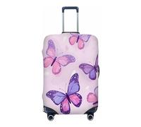 Ethebre Graziose coperture elastiche per bagagli con farfalle viola in stile cartone animato, copertura protettiva per valigie, antipolvere, antigraffio, protezione per bagagli elasticizzata per