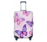 Ethebre Graziose coperture elastiche per bagagli con farfalle viola in stile cartone animato, copertura protettiva per valigie, antipolvere, antigraffio, protezione per bagagli elasticizzata per