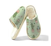 Ethebre Graziose pantofole a forma di cactus a forma di cuore per donne e uomini, comode e calde, in peluche, scarpe da casa chiuse, in memory foam, pantofole invernali per camera da letto, con suola