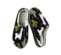 Ethebre Graziose pantofole da donna e uomo con lama e cuctus, Carino Doodle Llama Cuctus, 40/40.5 EU