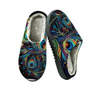Ethebre Pantofole astratte colorate con piume di pavone per donne e uomini, Piuma di pavone astratta Coloful, 41/42 EU