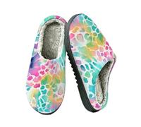 Ethebre Pantofole astratte colorate della pelle del leopardo per le donne degli uomini, Pelle di leopardo colorata astratta, 41/42 EU