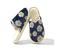 Ethebre Pantofole da casa con margherita e fiori e gocce di pioggia, per donne e uomini, accoglienti e calde, in peluche, scarpe da casa chiuse, in memory foam, pantofole invernali per camera da letto