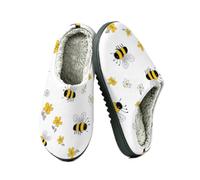 Ethebre Pantofole da donna e da uomo, motivo con api e fiori, Cartoon Cute Bee Fiori, 38.5/39.5 EU