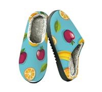 Ethebre Pantofole da donna e uomo con motivo a banana e mele, Mele Frutta Banana Arancione Pattern, 40/40.5 EU