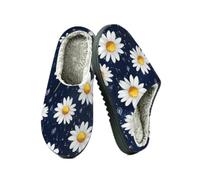 Ethebre Pantofole da donna e uomo con motivo a gocce di pioggia con margherite e fiori, Motivo floreale margherita gocce di pioggia, 42.5/43 EU
